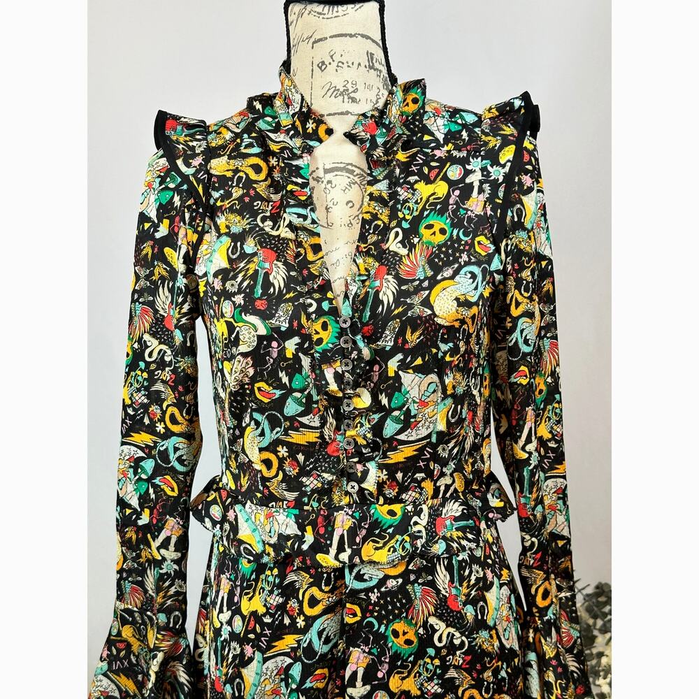 Zadig & Voltaire Rosier Circus Print Dress Midi Multi XS - Picture 9 of 16